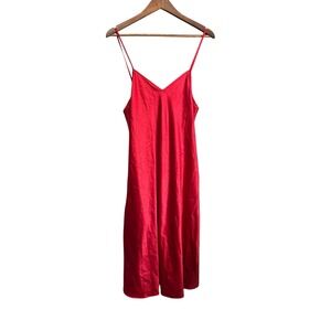 Cabernet by Sleep Sense Red Satin Nightgown‎ Slip Dress Size S